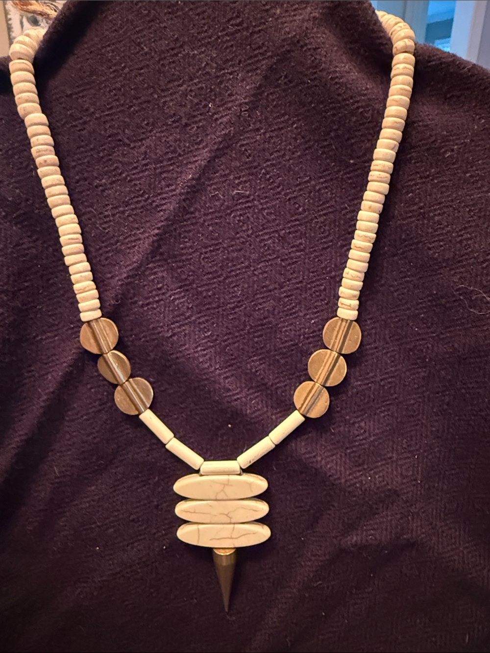 David Aubrey white jade and magnesite necklace